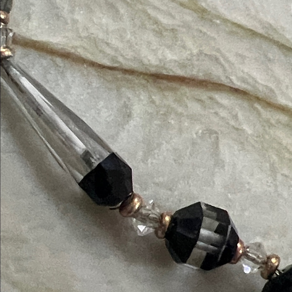 Simmons art deco Black and Silver Beaded Necklace - Picture 3 of 7